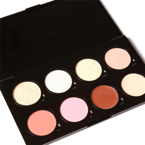 Big 8 Colors DIY Design Face Bronzer Pressed Blush Platter with Highlighter